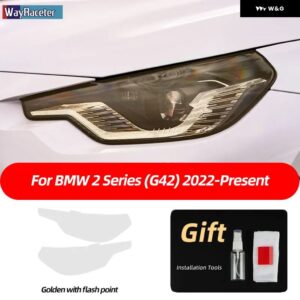 BMW 2個 ヘッドライト フィルムフロントライトクリアスモークブラック TPU ステッカー 2シリーズクーペ G42 2022 M240I - Golden point