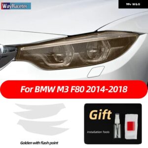 BMW 2個 M パフォーマンス ヘッドライト フィルムフロントライトクリアスモークブラック TPU ステッカー M3 E90 E92 E93 F80 - M3 2014-2019 3