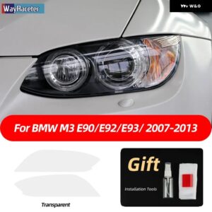 BMW 2個 M パフォーマンス ヘッドライト フィルムフロントライトクリアスモークブラック TPU ステッカー M3 E90 E92 E93 F80 - M3 2007-2013 2