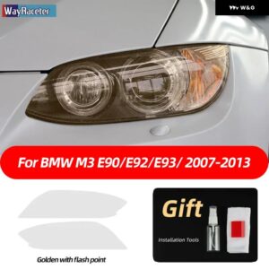 BMW 2個 M パフォーマンス ヘッドライト フィルムフロントライトクリアスモークブラック TPU ステッカー M3 E90 E92 E93 F80 - M3 2007-2013 3