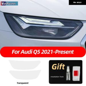 アウディ 2個 ヘッドライト フィルムクリアスモークブラック TPU ステッカー Q5 2009-ON SQ5 8R 年度 2021 2022 - Q5 21-On T