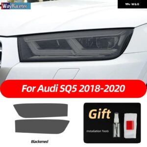 アウディ 2個 ヘッドライト フィルムクリアスモークブラック TPU ステッカー Q5 2009-ON SQ5 8R 年度 2021 2022 - SQ5 18-20 B