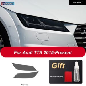 アウディ 2個 ヘッドライト フィルム ヘッドランプ クリア黒 TPU ステッカー TT TTS TTRS MK3 8S 2015-現在 - TTS Blackened