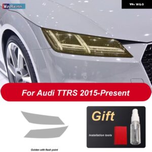 アウディ 2個 ヘッドライト フィルム ヘッドランプ クリア黒 TPU ステッカー TT TTS TTRS MK3 8S 2015-現在 - TTRS Golden