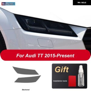 アウディ 2個 ヘッドライト フィルム ヘッドランプ クリア黒 TPU ステッカー TT TTS TTRS MK3 8S 2015-現在 - TT Blackened