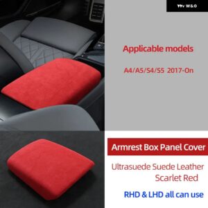 アウディ トップスエード ラップ収納 アームレスト ボックス パネル トリム カバー A4 B9 S4 A5 S5 2017-ON - Scarlet Red