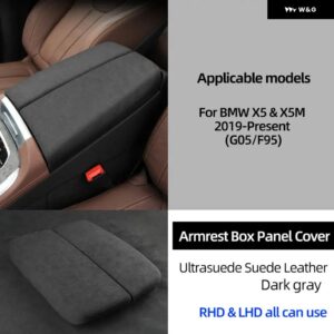 BMW トップスエード ラップ アームレスト ボックス パネル トリム カバー X5 2019-22 G05 X5M F95 M パフォーマンス - Dark Gray