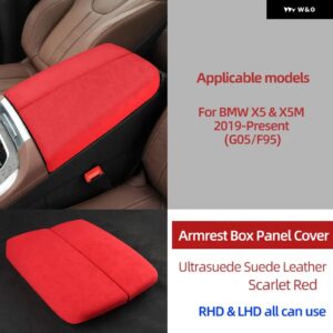 BMW トップスエード ラップ アームレスト ボックス パネル トリム カバー X5 2019-22 G05 X5M F95 M パフォーマンス - Scarlet Red