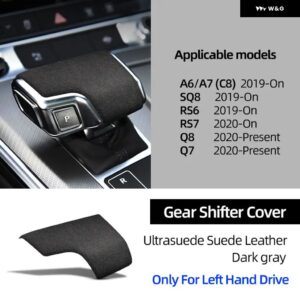 アウディ スエード レザー ギアシフト ノブトリム カバー プロテクター 装飾 A6 A7 C8 Q8 SQ8 S8 Q7 RS7 2020 RS6 - Dark Gray
