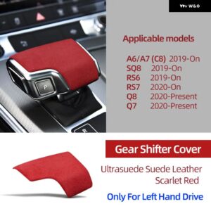 アウディ スエード レザー ギアシフト ノブトリム カバー プロテクター 装飾 A6 A7 C8 Q8 SQ8 S8 Q7 RS7 2020 RS6 - Scarlet Red