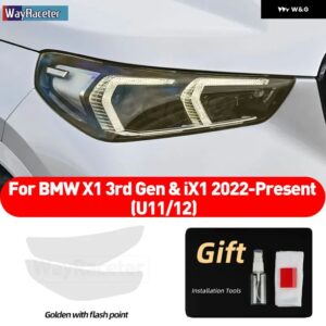 BMW 2個 ヘッドライト フィルムクリアスモークブラック TPU ステッカー X1 U11 U12 IX1 2022 2023 2024 - Golden point
