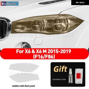 BMW 2個 ヘッドライト フィルムクリアスモークブラック TPU ステッカー X6 F16 X6M F86 2015-19 M50D - Golden point