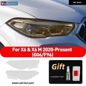 BMW 2個 ヘッドライト フィルムクリアスモークブラック TPU ステッカー X6 G06 X6M F96 2022 M パフォーマンス