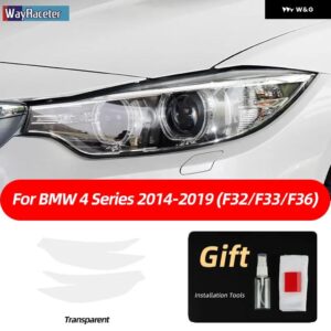 BMW 2個 ヘッドライト フィルムフロントライトクリアスモークブラック TPU ステッカー F32 F33 F36 4シリーズ M パフォーマンス - Transparent