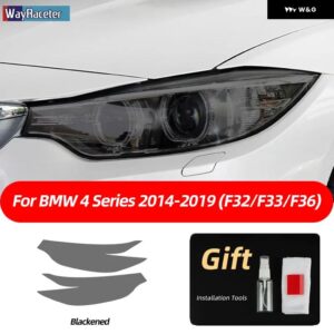 BMW 2個 ヘッドライト フィルムフロントライトクリアスモークブラック TPU ステッカー F32 F33 F36 4シリーズ M パフォーマンス - Smoked black