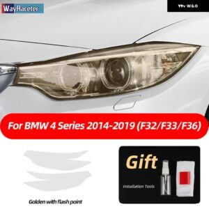 BMW 2個 ヘッドライト フィルムフロントライトクリアスモークブラック TPU ステッカー F32 F33 F36 4シリーズ M パフォーマンス - Golden point