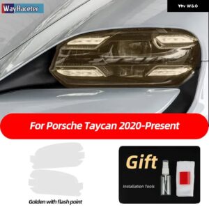 ポルシェ ヘッドライト フィルムフロントライトクリアスモークブラック TPU ステッカー タイカン 2020 2022 クロスツーリスモスポーツ - Golden point