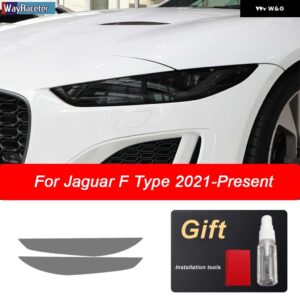 ジャガー 2個 ヘッドライト フィルムフロントスモークブラック TPU ステッカー XE XF XJ F タイプ I ペース E ペース F ペー - F Type 2021-On
