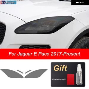 ジャガー 2個 ヘッドライト フィルムフロントスモークブラック TPU ステッカー XE XF XJ F タイプ I ペース E ペース F ペー - E Pace 17-On