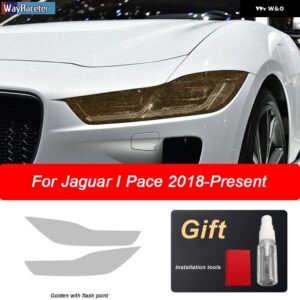 ジャガー 2個 ヘッドライト フィルム自己修復クリア黒 TPU ステッカー I ペース 2018 2019 2020 - Golden