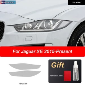ジャガー 2個 ヘッドライト フィルムビニールクリア黒 TPU ステッカー XE X760 2016-192020 - Transparent