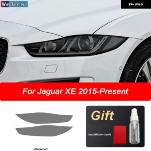 ジャガー 2個 ヘッドライト フィルムビニールクリア黒 TPU ステッカー XE X760 2016-192020 - Blackened
