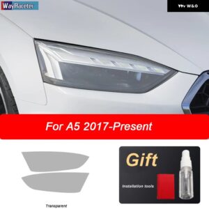 アウディ 2個 ヘッドライト フィルムビニールクリア黒 TPU ステッカー A5 8T 8F 8W6 S5 RS5 2012-現在 - A5 17-On T