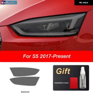 アウディ 2個 ヘッドライト フィルムビニールクリア黒 TPU ステッカー A5 8T 8F 8W6 S5 RS5 2012-現在 - S5 17-On B