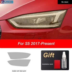 アウディ 2個 ヘッドライト フィルムビニールクリア黒 TPU ステッカー A5 8T 8F 8W6 S5 RS5 2012-現在 - S5 17-On G