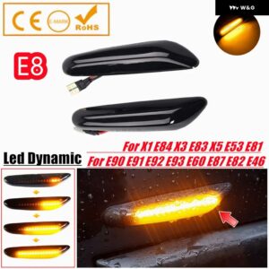 BMW 2個 LED ダイナミック ウィンカーサイド マーカー ライト シーケンシャル ウインカー ライト E90 E91 E92 E93 E60 E61 E81 E82 E83 E84 E88 E46 - Dynamic Smoked Type