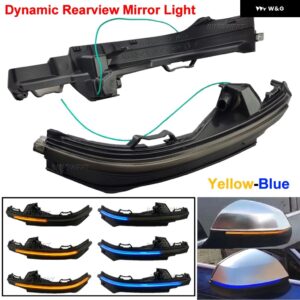アウディ 2個 ダイナミック ウィンカーライト LED サイドウイングバックミラー インジケータ ーウインカー ランプ Q5 年度 2018 2019 Q7 4M 2016 2017 - Yellow-Blue