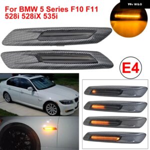 BMW 2X LED シーケンシャル フェンダー インジケータ ーサイド マーカー ウインカー ウィンカーライト 5シリーズ F10 F11 528I 528IX 535I 2011 12 2013 - Carbon Fiber Lens