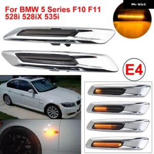 BMW 2X LED シーケンシャル フェンダー インジケータ ーサイド マーカー ウインカー ウィンカーライト 5シリーズ F10 F11 528I 528IX 535I 2011 12 2013 - Electroplated Lens