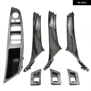 BMW 左手用 5シリーズ F10 F11 F18 インナーハンドル フロント インテリア ドアパネル 運転席ボタン スイッチ フレーム 収納ボックス - Carbon Fiber Set