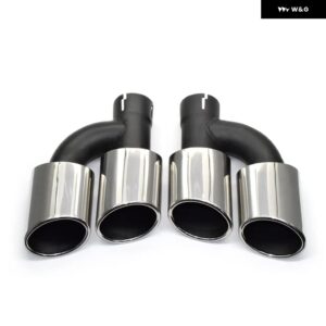 アウディ 2ピース 304 ステンレスリア排気先端 A4 A5 A6 A7 S4 S5 S6 S7 マフラー 先端 58MM インレットノズル - Silver