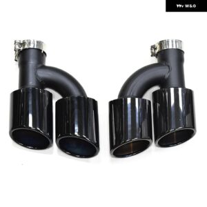 アウディ 2ピース 304 ステンレスリア排気先端 A4 A5 A6 A7 S4 S5 S6 S7 マフラー 先端 58MM インレットノズル - Black D