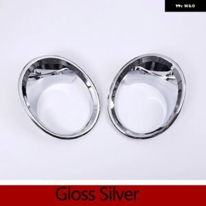 BMW 2個 カーボンスタイル プラスチック クロームフロント フォグライト ランプカバー トリムカーアクセサリー X1 F48 2016-2019 アクセサリー - Gloss Silver