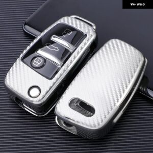 アウディ TPU カーボンキーケース A1 A3 8P A4 A5 A6 C7 A7 S3 S7 S8 R8 Q2 Q3 Q5 Q7 Q8 SQ5 TT RS3 RS6 アクセサリー - Silver