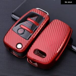 アウディ TPU カーボンキーケース A1 A3 8P A4 A5 A6 C7 A7 S3 S7 S8 R8 Q2 Q3 Q5 Q7 Q8 SQ5 TT RS3 RS6 アクセサリー - red