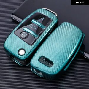 アウディ TPU カーボンキーケース A1 A3 8P A4 A5 A6 C7 A7 S3 S7 S8 R8 Q2 Q3 Q5 Q7 Q8 SQ5 TT RS3 RS6 アクセサリー - Green