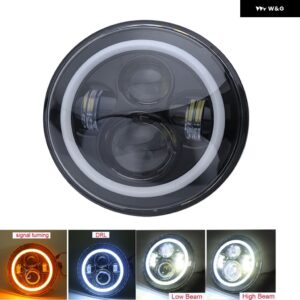 ランドローバー 7インチ LED ヘッドライト LADA NIVA 4X4 H4 高低ビームラウンド ヘッドランプ 車ランニングライト ジープ ラングラー JK 防御 - 2pcs black