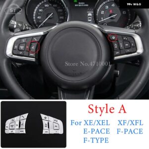 ジャガー XE XF F-PACE E-PACE F-TYPE 合金 ステアリング ホイールボタン スパンコール装飾 ステッカー カーアクセサリー - Style A Silver