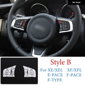 ジャガー XE XF F-PACE E-PACE F-TYPE 合金 ステアリング ホイールボタン スパンコール装飾 ステッカー カーアクセサリー - Style B Silver