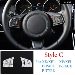 ジャガー XE XF F-PACE E-PACE F-TYPE 合金 ステアリング ホイールボタン スパンコール装飾 ステッカー カーアクセサリー - Style C Silver