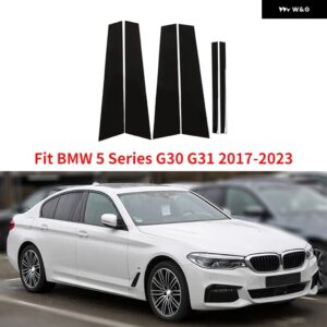BMW ウィンドウドアトリムカバー ステッカー ピラーポスト 5シリーズ G30 G31 2017-2023 F10 F11 F07 2010-2016 E60 4ドア セダン-2003-2010 - 2017-2023