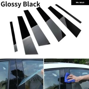 BMW カーボンブラックピラーポスト窓ドアトリム ステッカー カバー キット オートスタイリング 3シリーズ F30 セダン 2012-2016 2017 2018 - Glossy Black