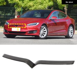 テスラ カーボン フロントグリル トリムカバー モデル X S 2016-2019 フロントバンパー グリルトリムカバー 装飾 - For Model S
