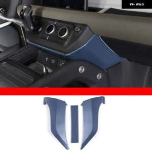 ランドローバー センターコンソール膝サイドパネル 衝撃トリムカバー ステッカー キット ABS マットブラック ディフェンダー 2020-2023 - blue