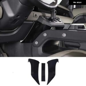 ランドローバー センターコンソール膝サイドパネル 衝撃トリムカバー ステッカー キット ABS マットブラック ディフェンダー 2020-2023 - Glossy black