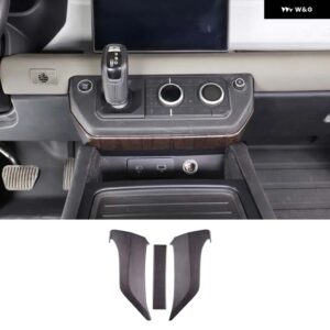 ランドローバー センターコンソール膝サイドパネル 衝撃トリムカバー ステッカー キット ABS マットブラック ディフェンダー 2020-2023 - Oak Grain